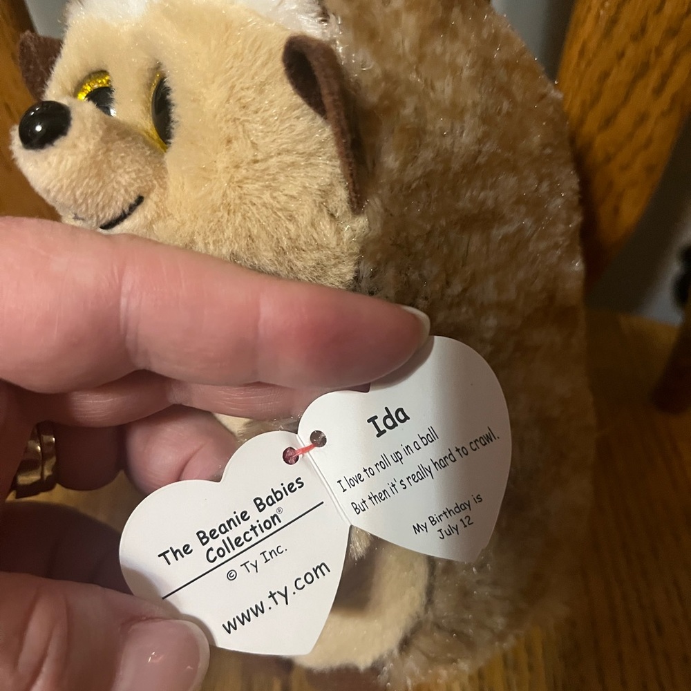 Ty Stuffed Animal - Brown and Cream Hedgehog - Picture 4 of 7